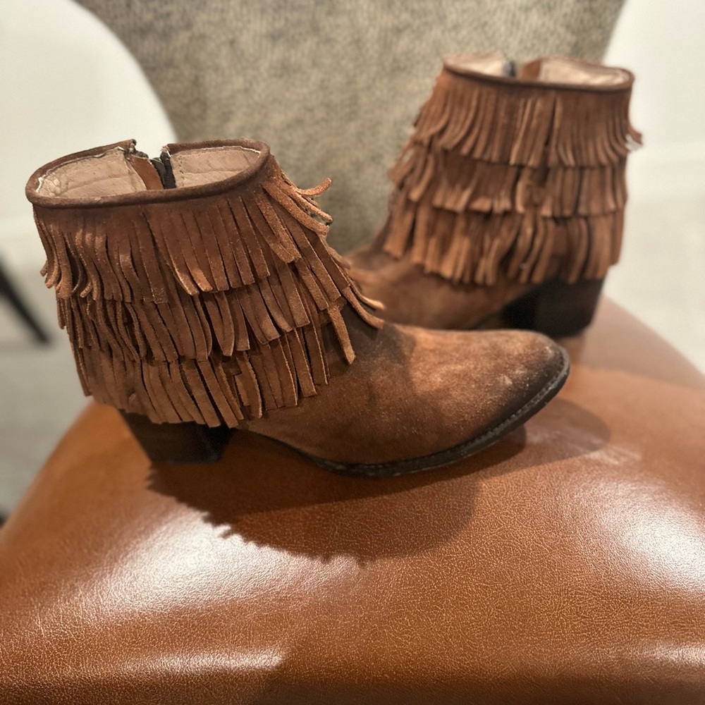 Fringe Brown Ankle Boots